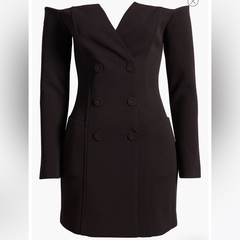 Worn Once Misha Collection Off the Shoulder Long Sleeve Blazer Dress Small